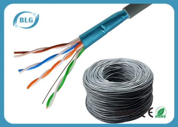 Quality PVC Jacket Cat5e Lan Cable 1000ft Shielded 24AWG FTP Network Wire HDPE Insulation for sale