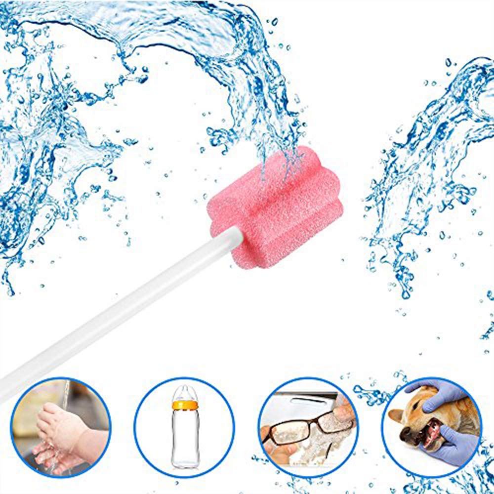 Disposable Dental Sponge Swabs Oral Hygiene White Swabs Teeth Whitening Plastic Handle