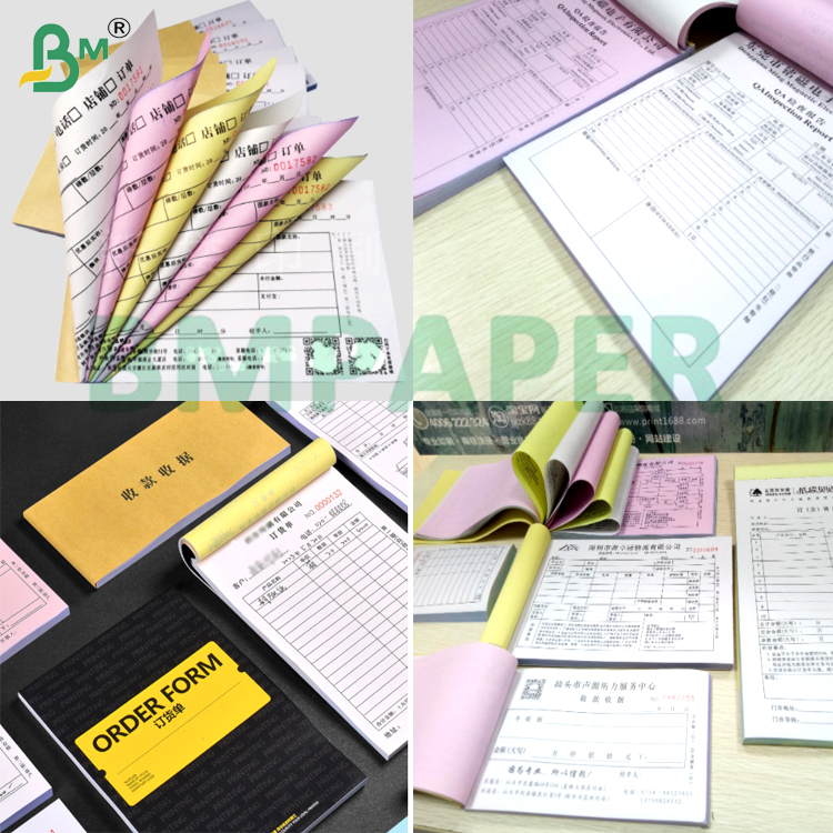 50gsm 60gsm Multiple Colors  Black Image Carbonless Paper 8.5"*11" for Invoices Receipt