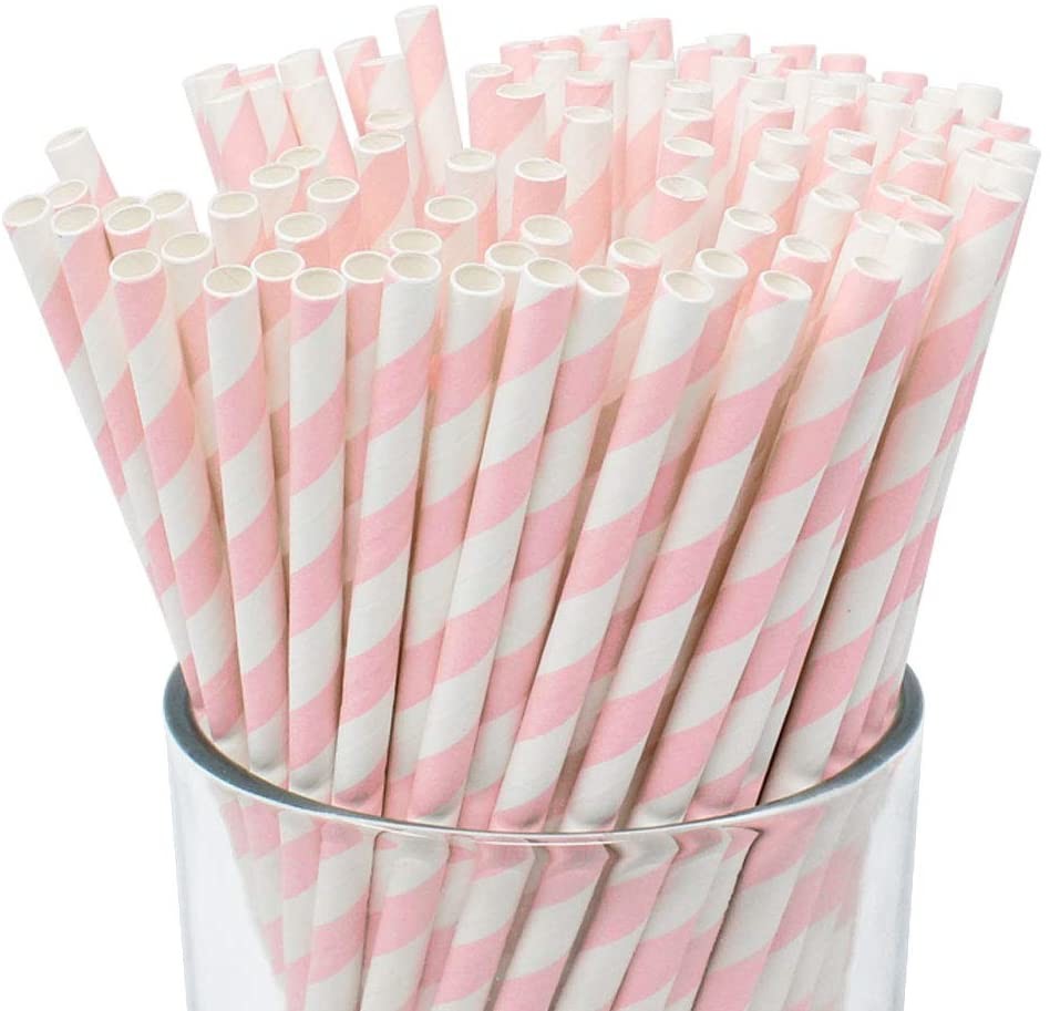 Good Striped 8.25" Bamboo Disposable Paper Straws