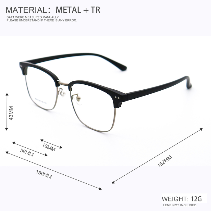 Custom Logo Printing Full-rim Metal Browline Glasses Frame 3538
