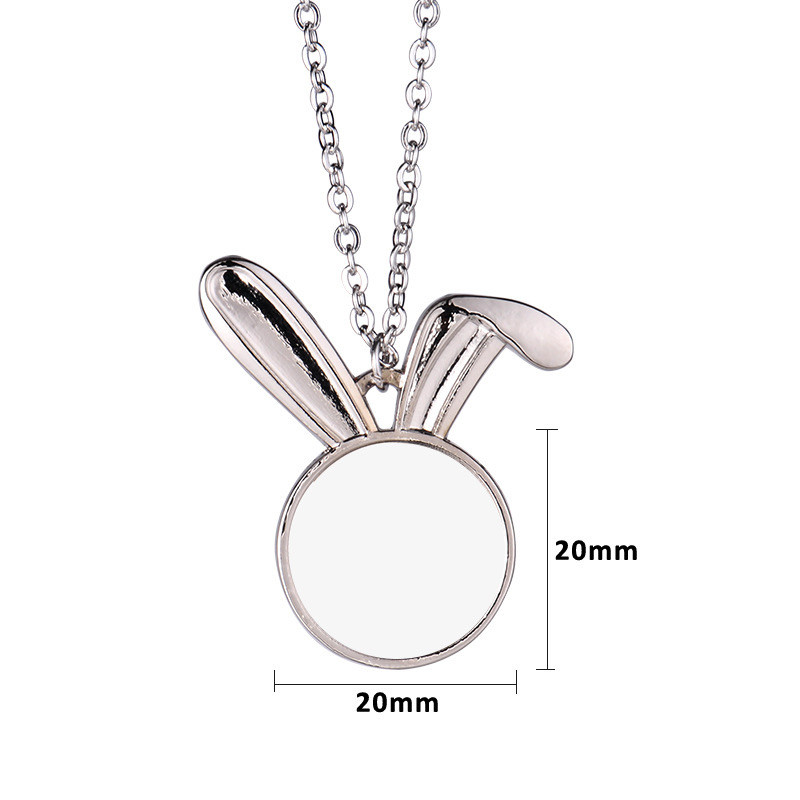 Sublimation Rabbit Pendant Necklace Sublimation Bunny Necklace Personalized Easter Gifts