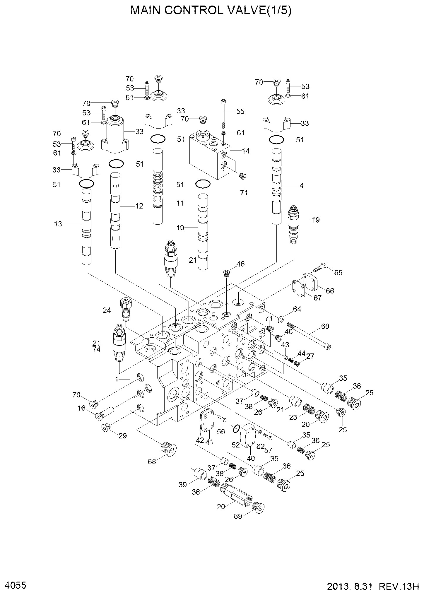R290LC-7A Hyundai Excavator Hydraulic Control Valve 31N8-17000 Main Control Valve