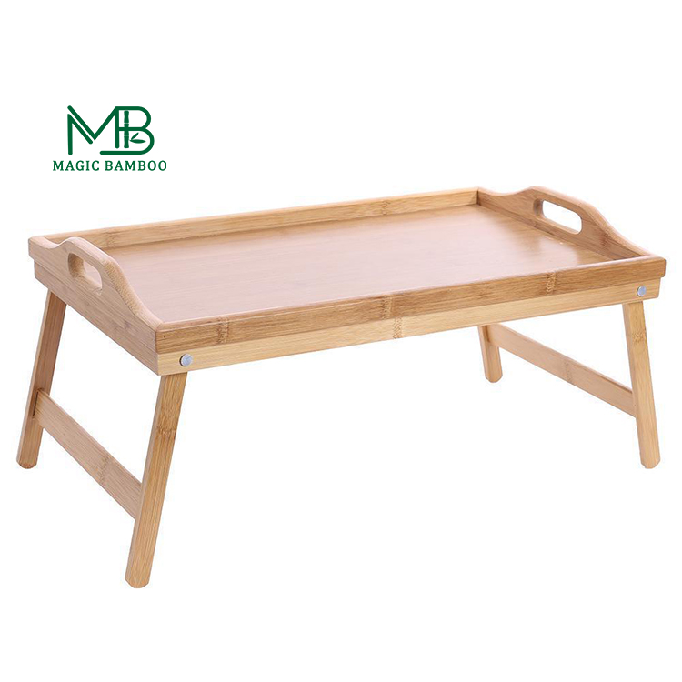 Portable Bamboo Breakfast Dinner Tray Writing Or Drawing Table With Foldable Legs