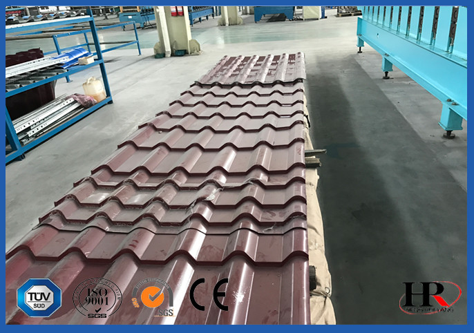 Color Steel Glazed Tile Roll Forming Machine , Custom Roof Tile Making Machine