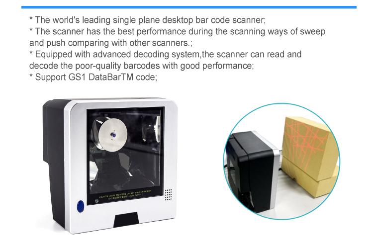 Supermarket POS Platform 1D Laser Barcode Scanner with and 15.2cm/6.0in Depth of Field