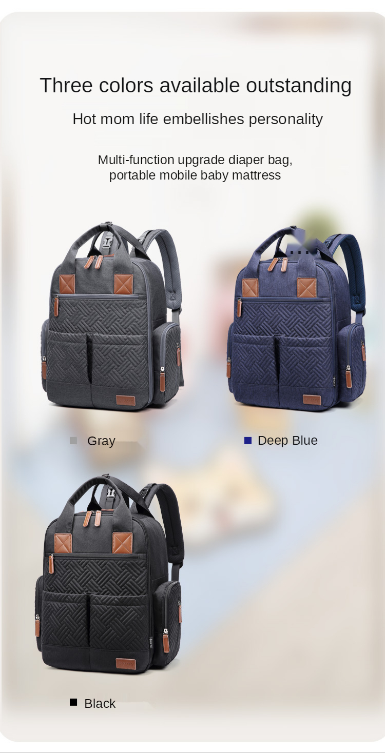 23L Embroidered Large Capacity Diaper Bag Backpack 0.9kg