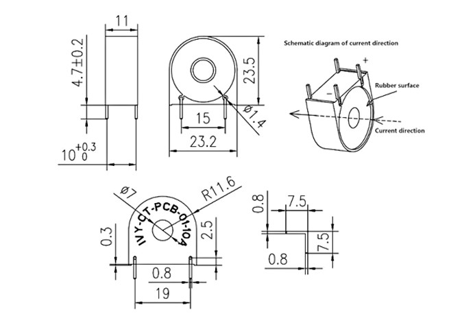 Ultracrystallite EV Charger Parts 10A Micro PCB Current Transformer