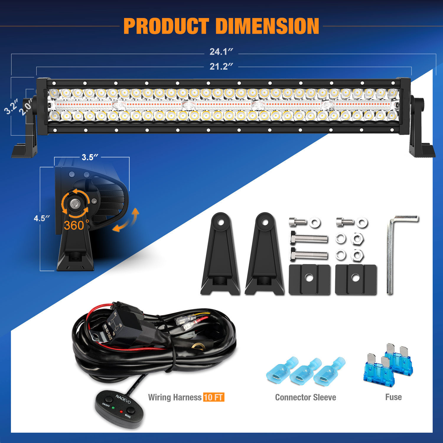 240W Light Bars 4x4 Vehicle LED Work Lights 22" ATV UTV Off Road Truck Light Bar