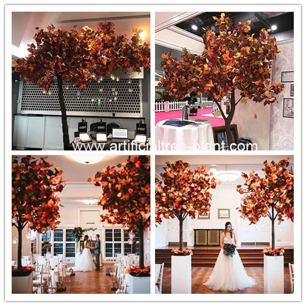 Maple Color Artificial Evergreen Trees / Fake Sycamore Tree Weeding Tabletop Decor