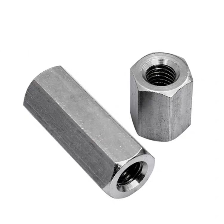 White Zinc Plated Hexagon Head Coupling Nut with Thickened Design and Steel Material