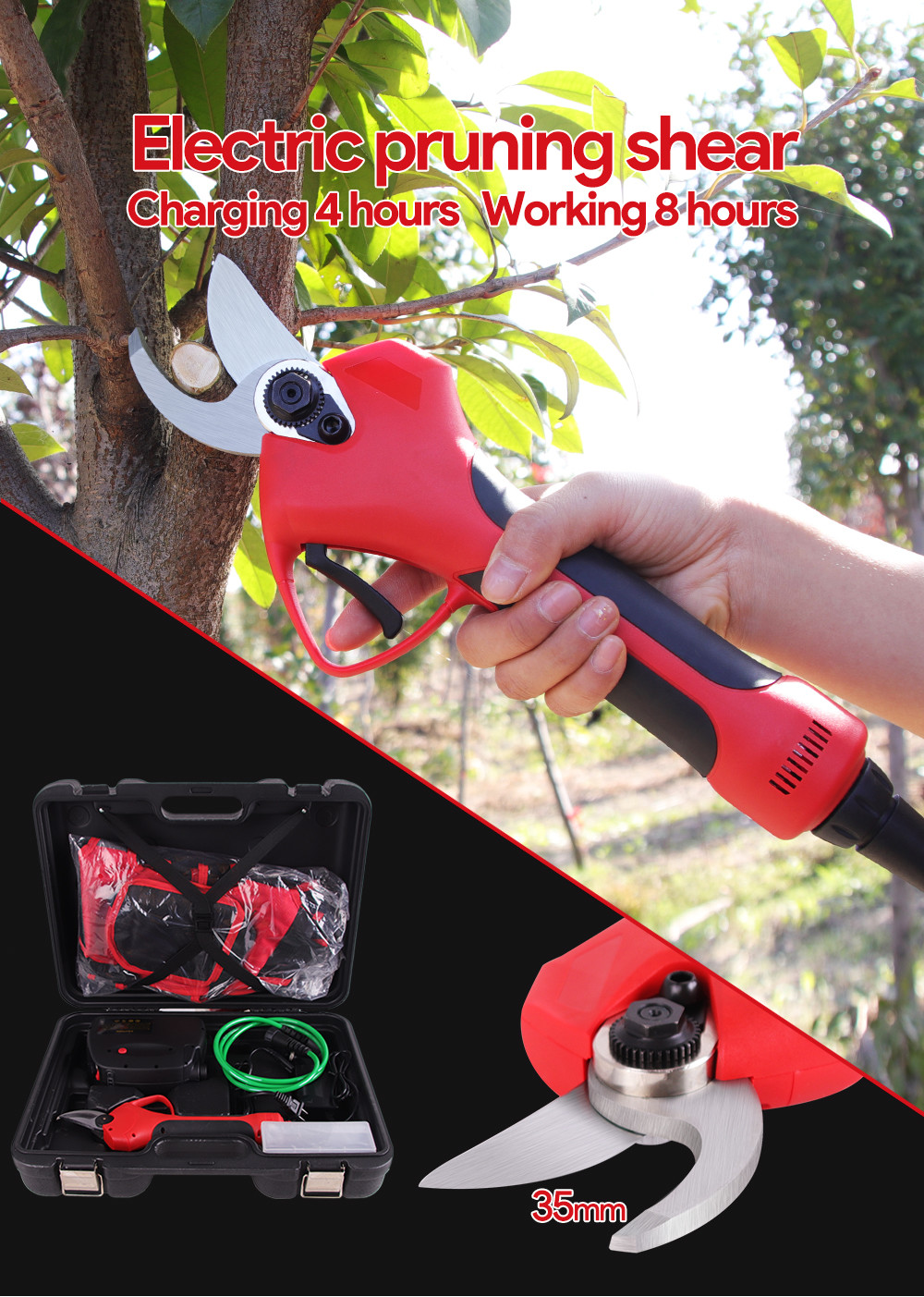 Swansoft 35mm 43.2V Lithium Battery Portable Electronic Pruning Shear