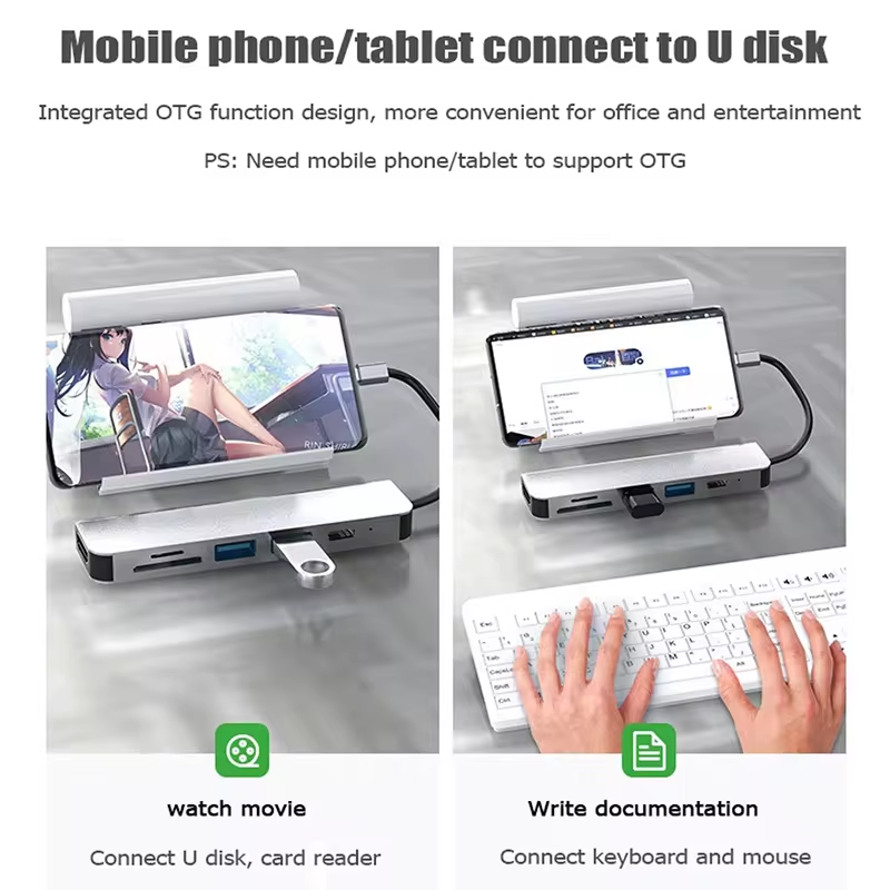 USB 3.1 Docking Station Hub with 4K HDMI USB3.0 TF SD Card Reader and 87W PD Charging