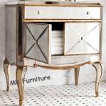 American Style Mirrored Night Stands Table With 2 Doors Beveled Edge Mirror