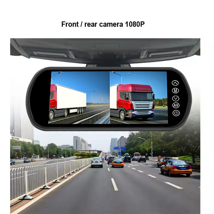 7-Inch Car Rearview Mirror Monitor Truck AHD Four-Way Split Screen Display Monitor