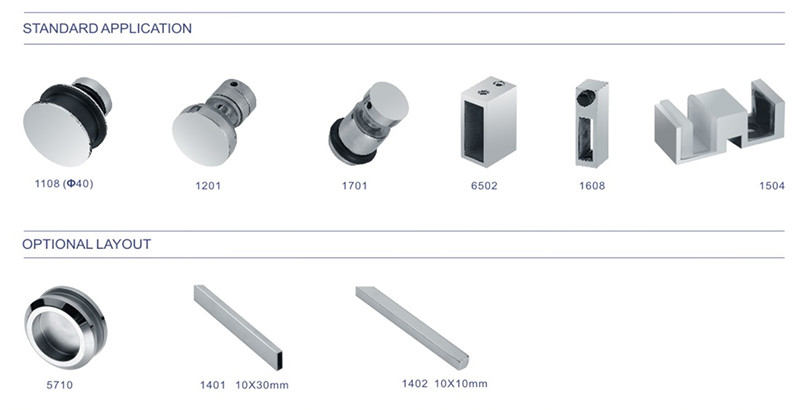 Easy Installation Glass Sliding Door Fittings Long Lasting Shower Door Wheels