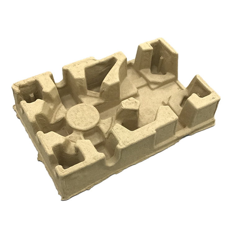 Recycled Paper Molded Pulp Tray Packaging Compostable Ecofriendly Brown for Electronic