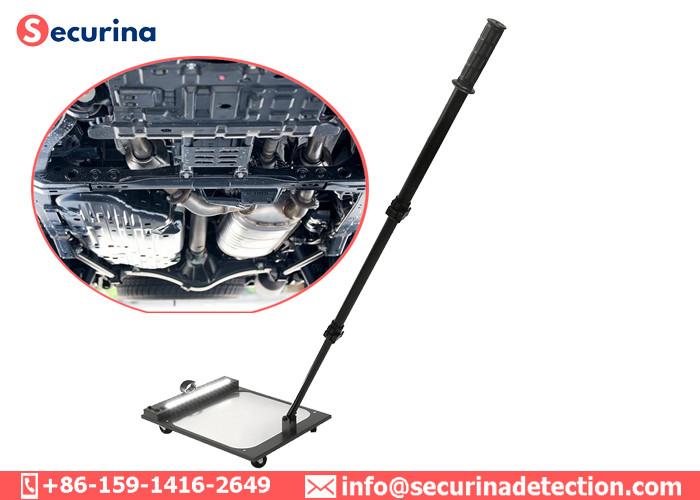 2m Visual Range Black Undercarriage Inspection Mirror 10CM Minimum Height Alumminum Rods