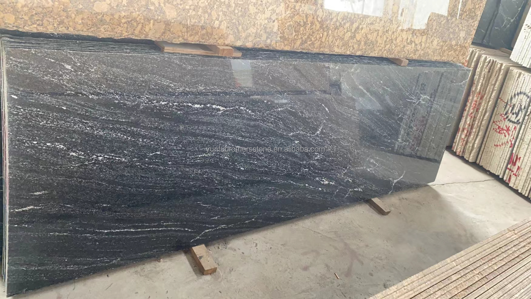 Via Lattea Black Granite Honed Cut-to-Size Tile for Classic and Elegant Floor Pattern