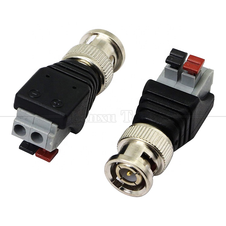 Solderless Screw Terminal 2 Pin Press Button BNC Male Female Connector Power Adapter for CCTV Camera
