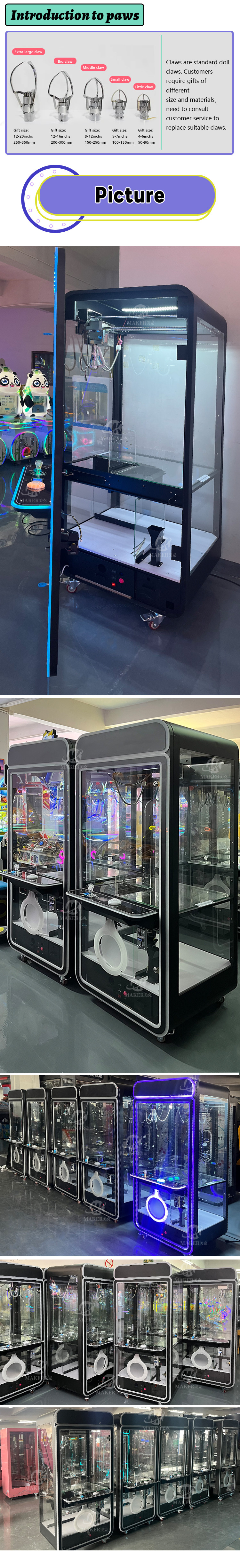 Mini Big Fun Stuffed Plush Toys Crane Claw Machine Arcade Indoor Games Gift Prize Vending Catch Toy Machine