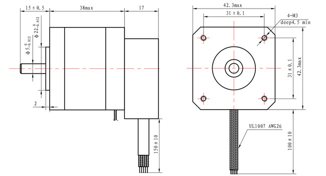 42SHD4160 NEMA 17 Closed Loop Stepper Motor With Encoder 42x42x38mm 1.5A For CNC Set