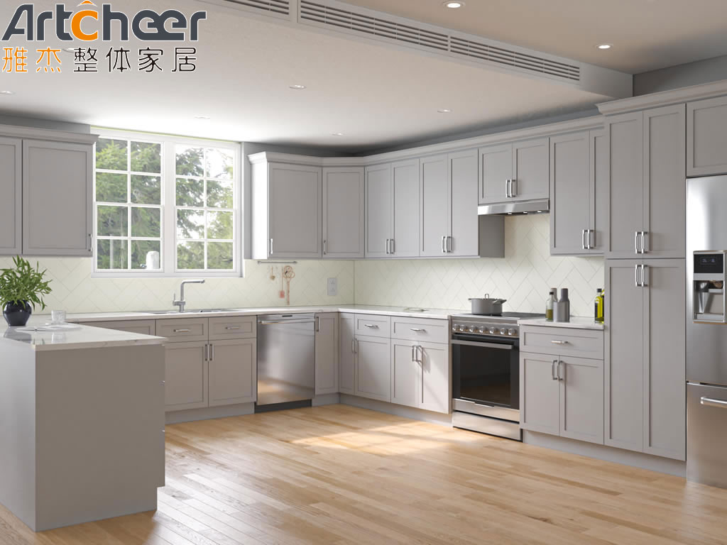 Modular Shape Solid Wood Modern Shaker Cabinets Traditional For Modern Homes