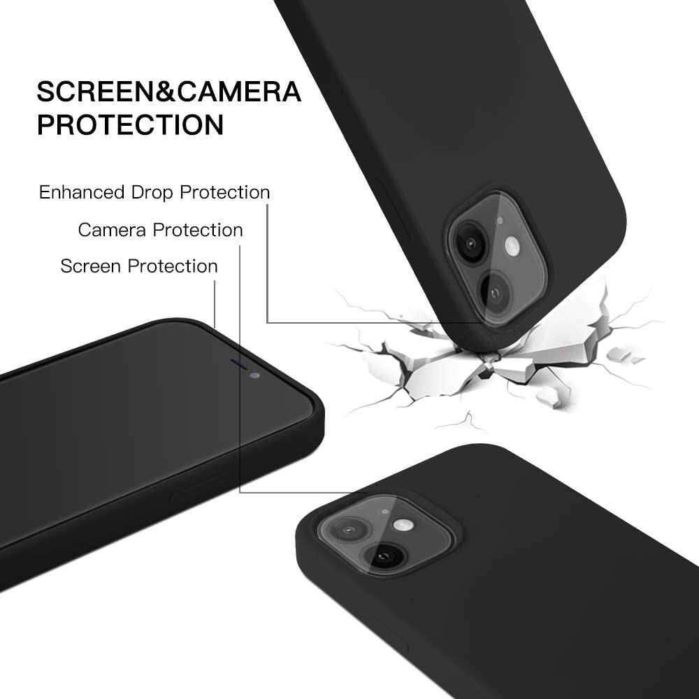 Full Protective Liquid Silicone Wireless Charger Case Built in Magnetic Ring (Supports MagSafe Wireless Charging) Black