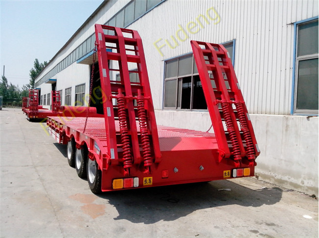 Low bed truck trailer for sale, 3 axles lowboy semi trailer excavator trailer