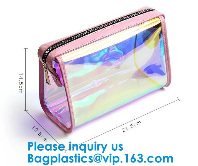 Women PVC Clear Backpack Laser Hologram Shoulder Bags Hologram Zip Lock Bag Pvc Bag Printed Pattern Zip lockk Bags Hot Sal