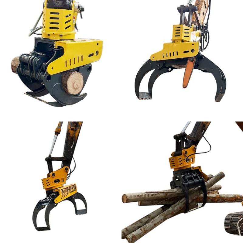 Hydraulic Wood Cutter Excavator Grapple Saw With Chainsaw