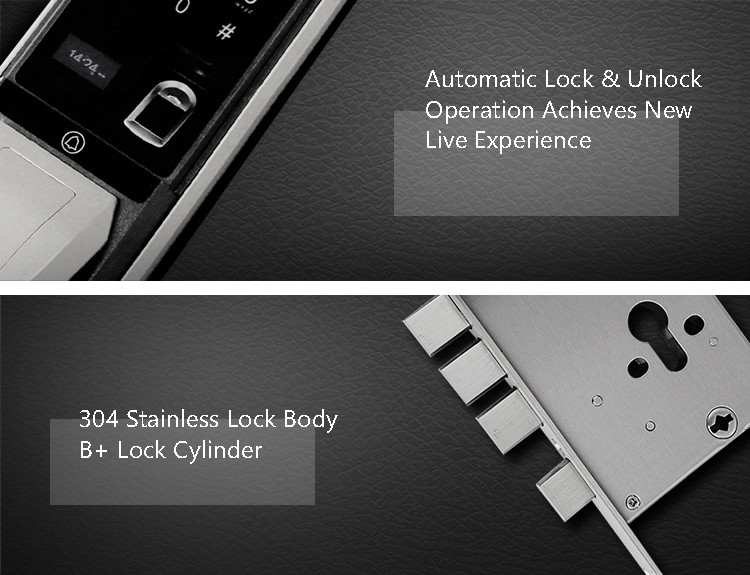 Biometric Recognition Automatic Door Lock Rose Golde Double Security Protection