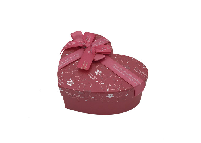 Luxury Paper Gift Packaging Box , Wedding Printed Heart Shaped Chocolate Box