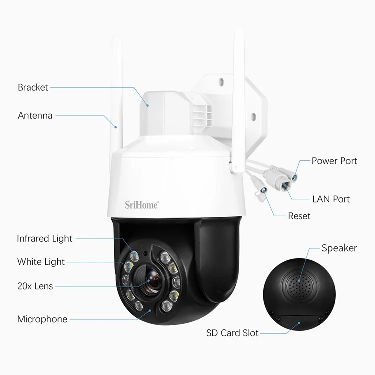 5MP 20x Optical Zoom IP66 Wireless Outdoor Security Camera IP Network PTZ Camera