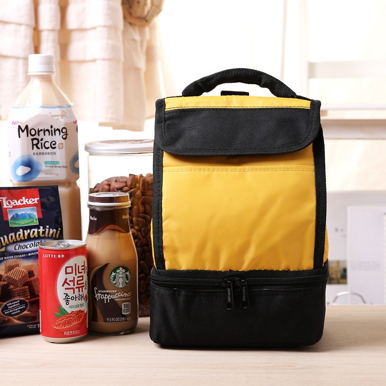 Classic gray brown series heat preservation thermal insulation fabric bag lunch fresh keeping insulated delivery cooler bag 3 bu