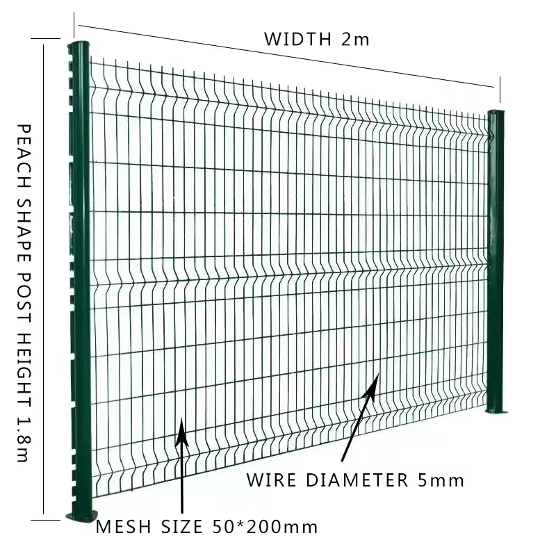 Square Posts 3mm 3d Wire Mesh Panels 50x200mm