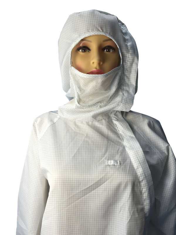 Biotech / Pharmaceutical ESD Safe Materials Cleanroom ESD Suit With Hood And Facemask