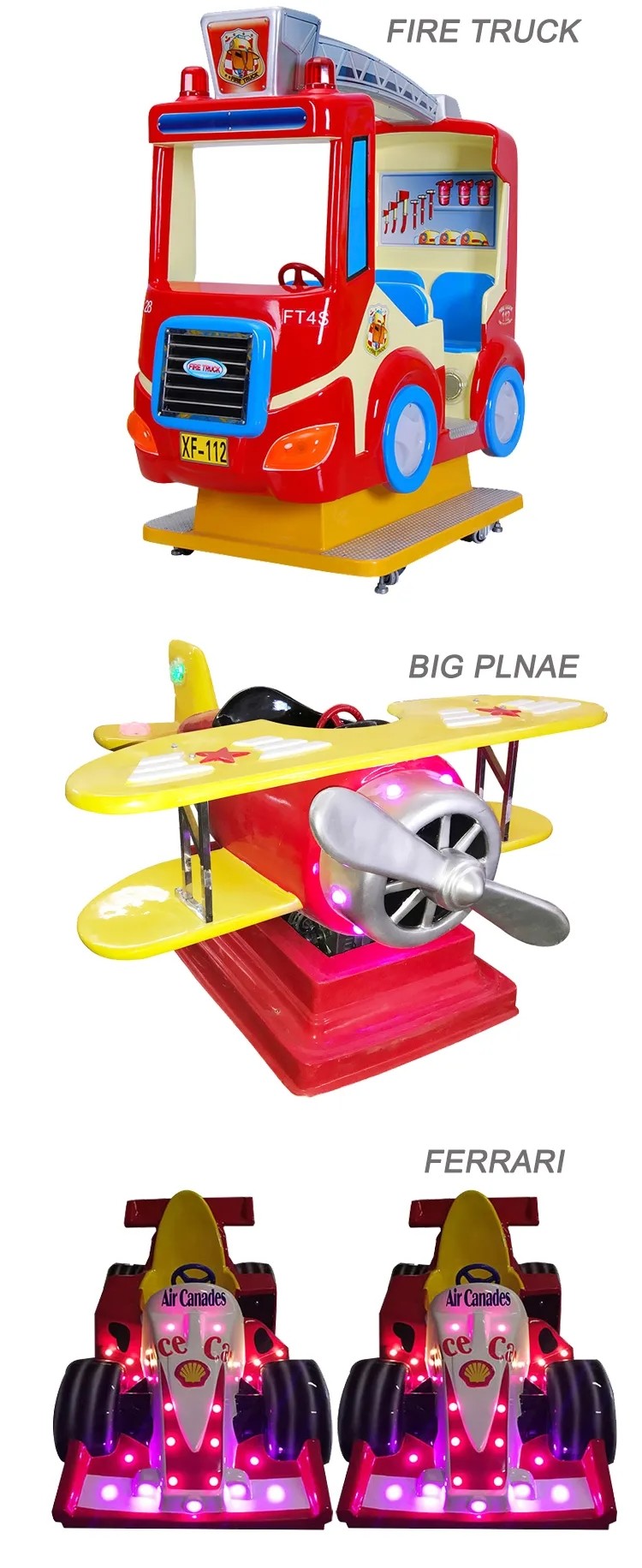 Indoor Amusement Kiddie Car Ride Coin Operated For 1 Kids 2 Kids