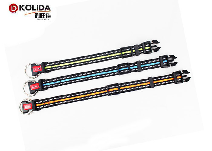 4 Sizes Reflective Dog Collars 3M Leashes With Sturdy Satin - Finish D - Ring