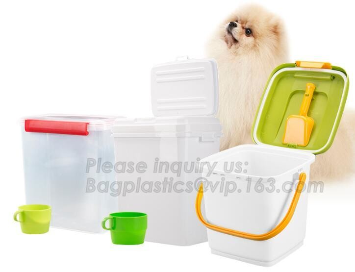Dog Food Storage Container Large Airtight PET Food Container Measuring Cup 19lb/33qt Plastic Cat Dog Treat Containe