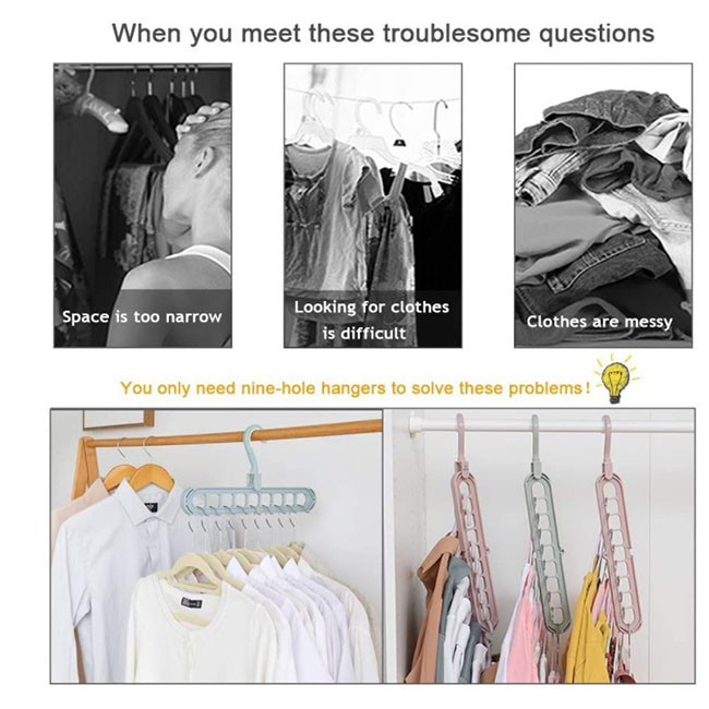 Folding Rotating Plastic Clothes Hangers Houseware For Closet Anti Skid