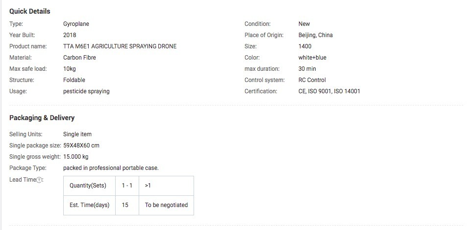 Crop Sprayer Hot Sales Agricultural Pesticide Spraying Uav for Farm Agriculture Drone