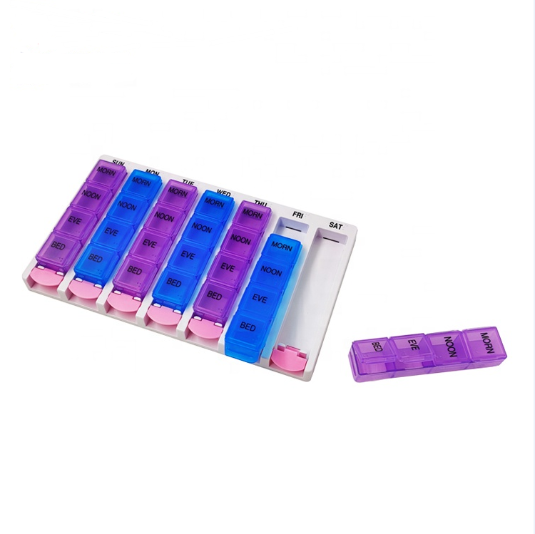 28 4 5 Pill Box Organizer 4 Times A Day Stackable AM PM Tablet Holder For Vitamin