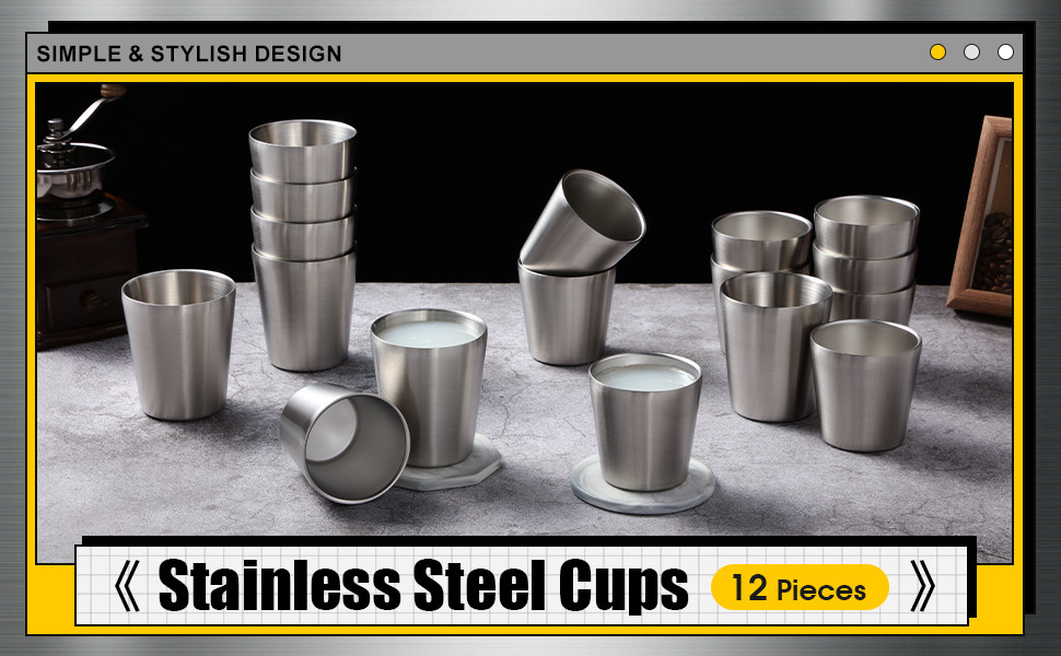 Stainless Steel Shot Glass 6oz Drinking Vessel Wine Cup Unbreakable Coffee Tea Cup For Outdoor Camping Travel Silver
