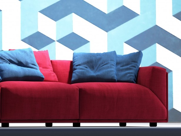 Customized Nordic fabric sofa small family modern simple living room three person apartment