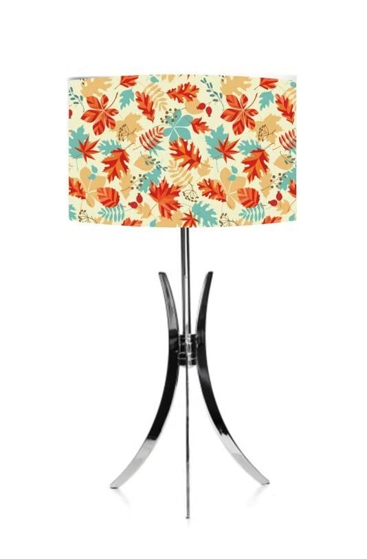 TC Metal Leaf Print Lamp 400*220MM Fabric Drum Shade For Rooms And Hotels