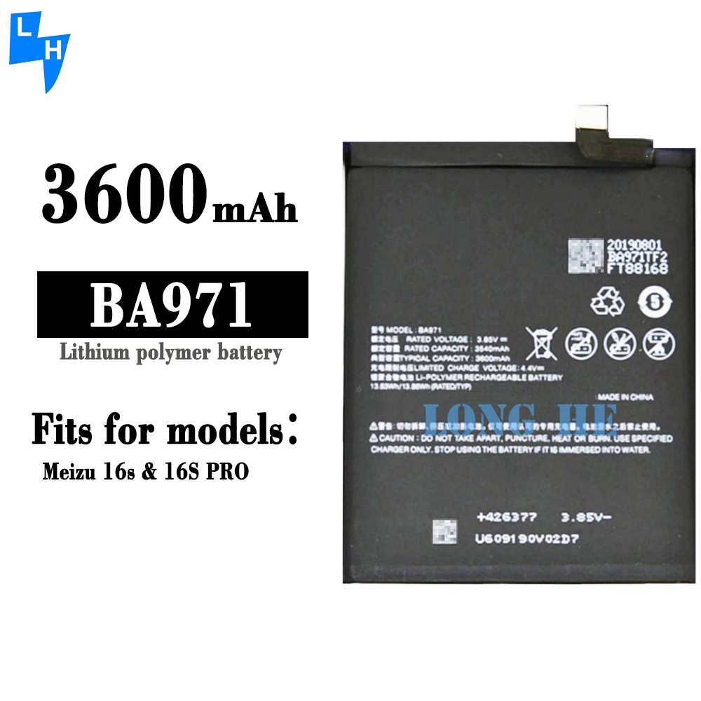 100% BA971 Battery for MEIZU 16s 16S PRO 3600mAh Lithium Polymer Replacement Batteries