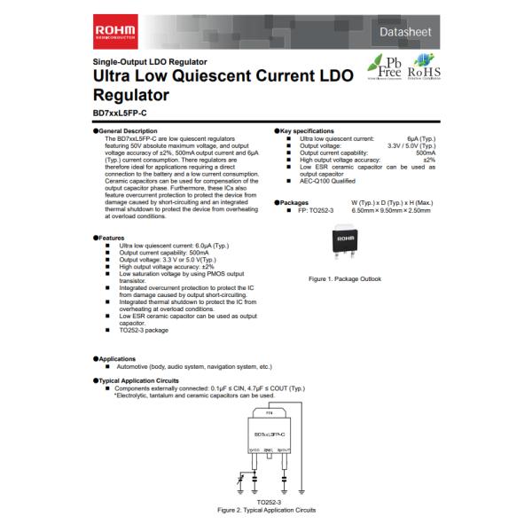 BD750L5FP-CE2 5v Linear Regulator Ic ROHM Semiconductor 1 Output 500mA TO-252