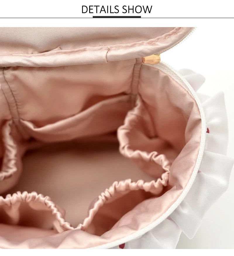 Plain Round Cylinder Bucket Portable Custom Cosmetic Bag