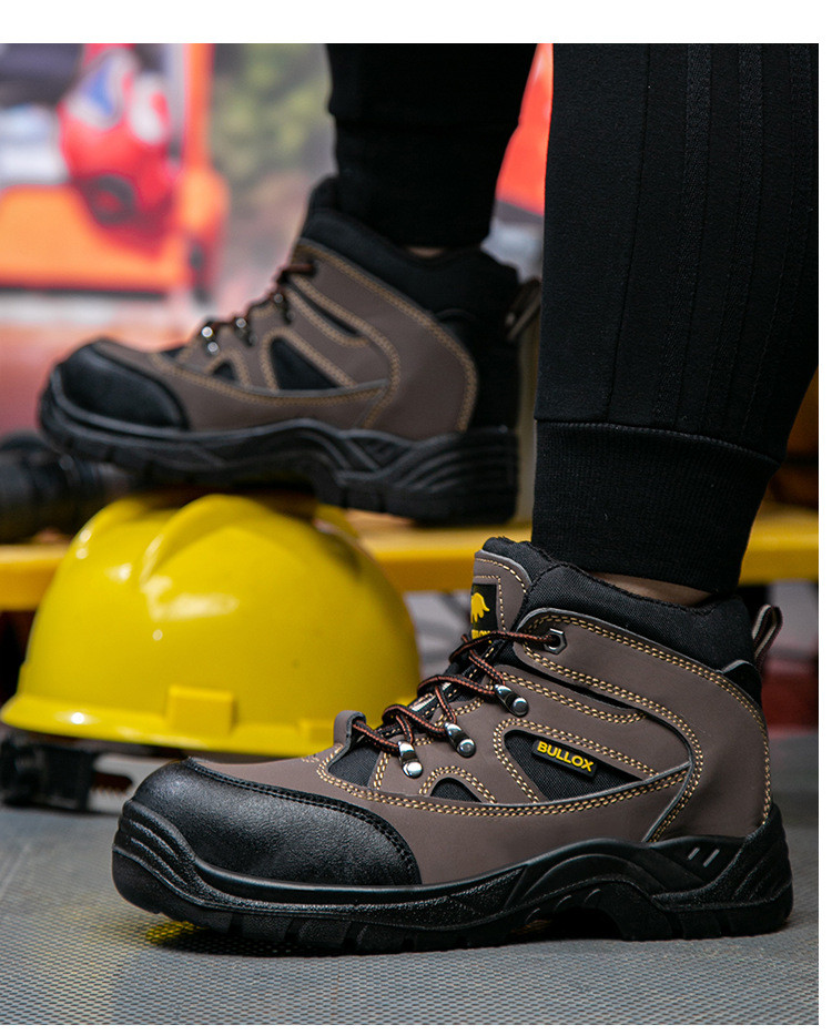 Security Work Boots Oxford Cloth Safety Boots PU Injection Sole Steel Plate Anti-proof Work Shoes For Men
